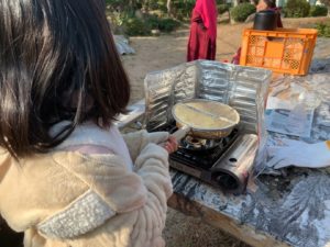 異人館で手網焙煎